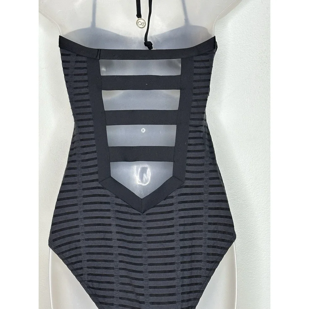 Bond-Eye Australia Bandeau Ladder Back One Piece Swimsuit Black U.S. Size 6 - Picture 6 of 11